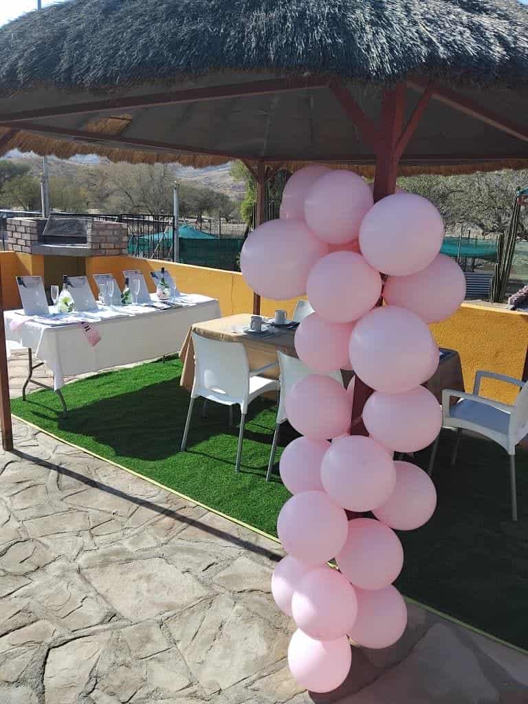 Pink balloon arch at the lapa