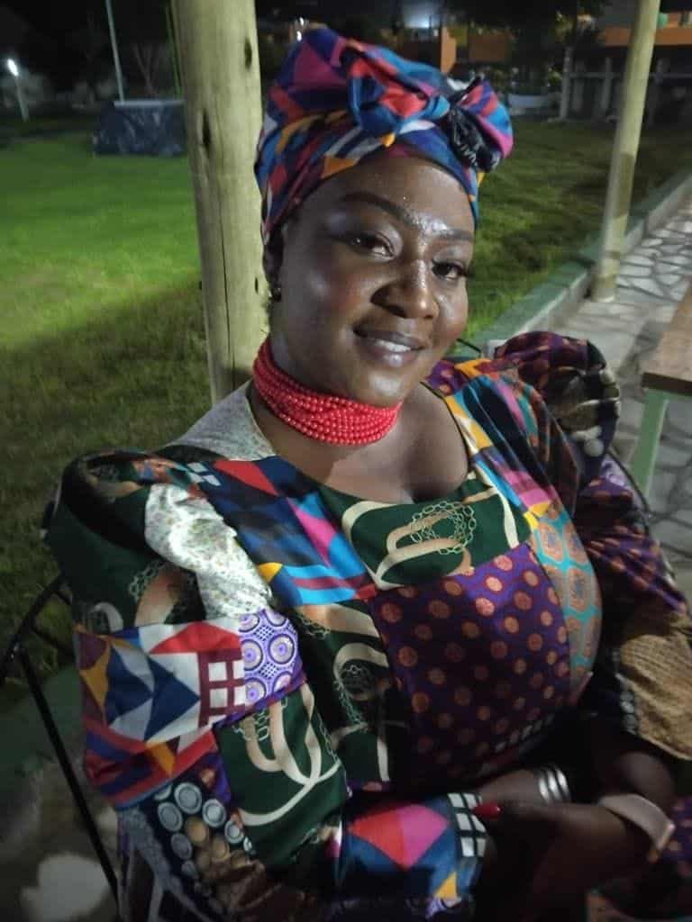 Guest in traditional dress in the garden