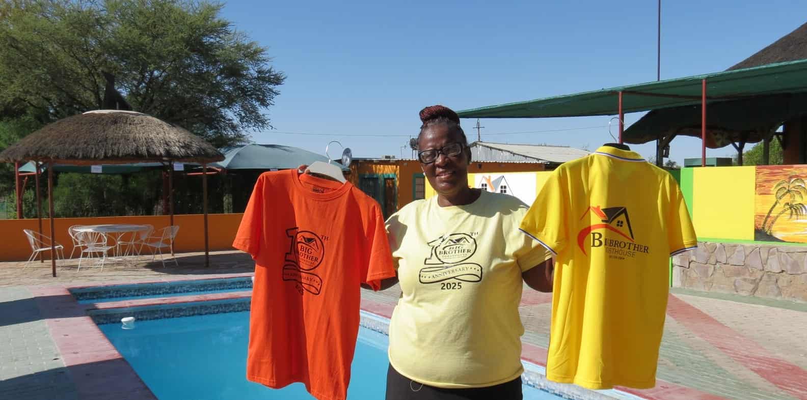 Team shirts by the pool