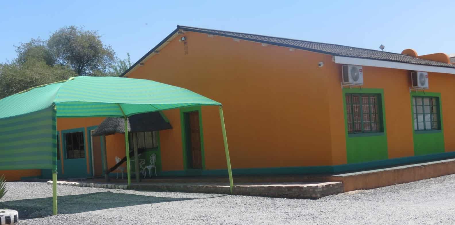 Room shaded under a green net