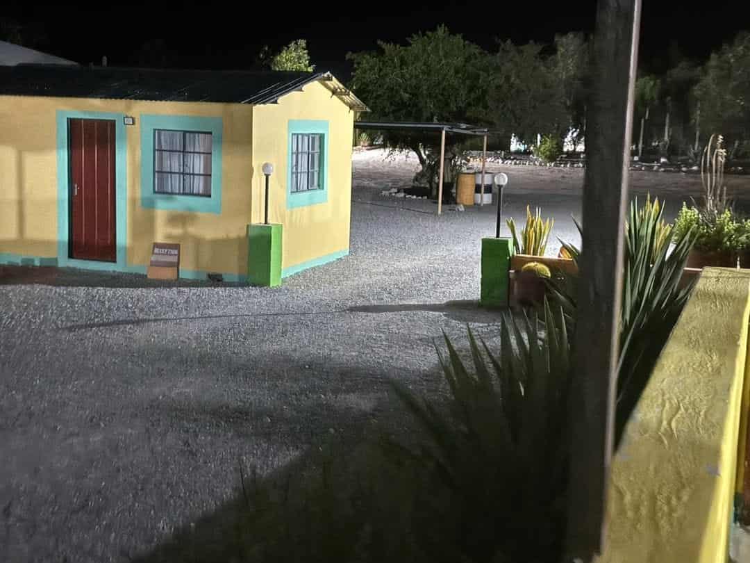 Room with the light on at night