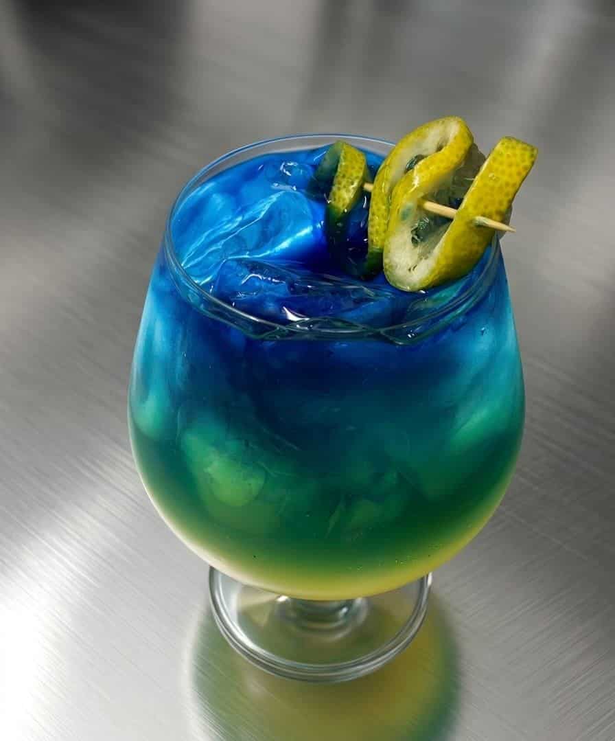 Blue cocktail from the bar