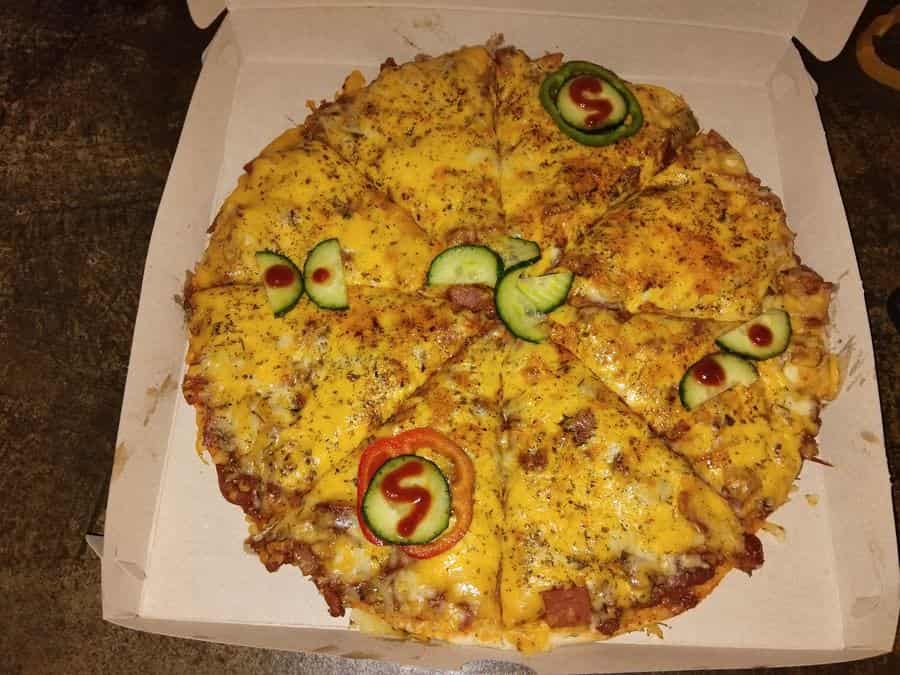 Freshly baked pizza from the Big Brothers oven
